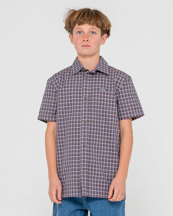 boy-wearing-datsun-check-short-sleeve-shirt-boys-in-dark-blue