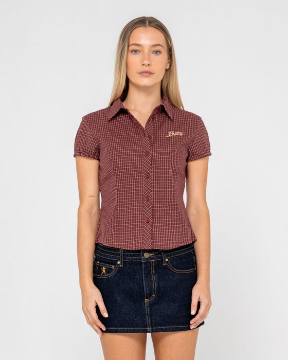 woman-wearing-missy-may-check-shirt-in-burgundy