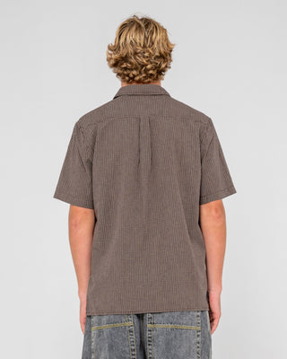 Man wearing Datsun Check Short Sleeve Shirt in Java