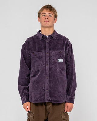 Man wearing Cobra Over Shirt in Purple Ash