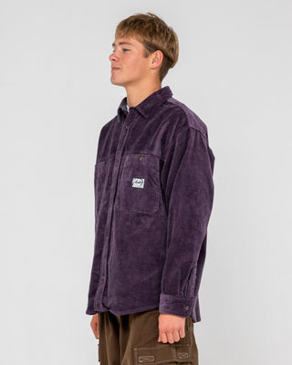 Man wearing Cobra Over Shirt in Purple Ash