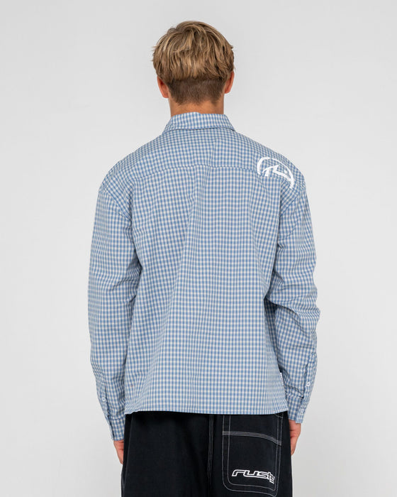 man-wearing-cooper-mini-check-long-sleeve-shirt-in-smoke-blue