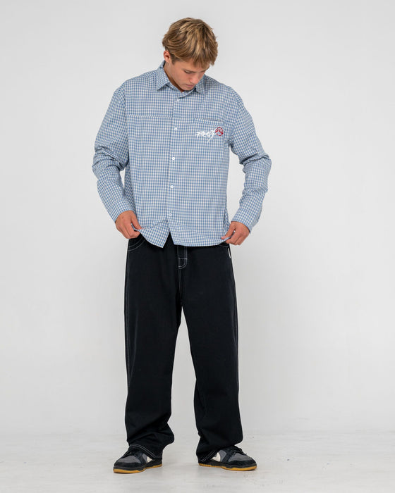 man-wearing-cooper-mini-check-long-sleeve-shirt-in-smoke-blue