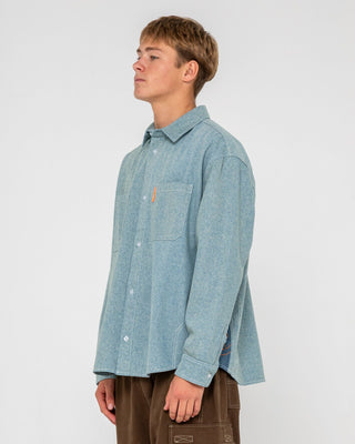 Man wearing Tombstones Long Sleeve Shirt in Dirty Dawg