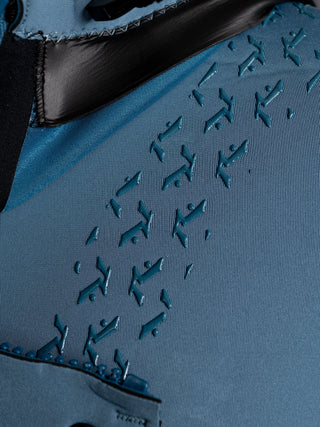 Women wearing A Series Ecoprene 3/2 Chest Zip Long Sleeve Steamer Wetsuit in Crystal Blue