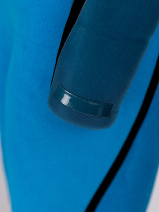 Women wearing A Series Ecoprene 3/2 Chest Zip Long Sleeve Steamer Wetsuit in Crystal Blue