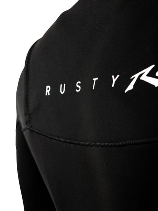 boy wearing A Series Ecoprene 3/2 Chest Zip Long Sleeve Steamer Wetsuit Youth in Black