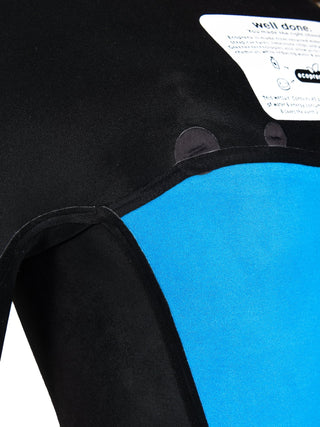 boy wearing A Series Ecoprene 3/2 Chest Zip Long Sleeve Steamer Wetsuit Youth in Black