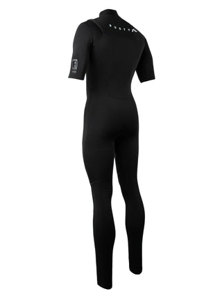 man wearing  wearing A Series Ecoprene 2 Chest Zip Short Sleeve Wetsuit in Black