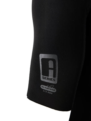 man wearing  wearing A Series Ecoprene 2 Chest Zip Short Sleeve Wetsuit in Black
