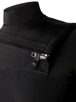 man wearing  wearing A Series Ecoprene 2 Chest Zip Short Sleeve Wetsuit in Black