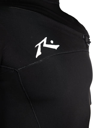 man wearing  wearing A Series Ecoprene 2 Chest Zip Short Sleeve Wetsuit in Black