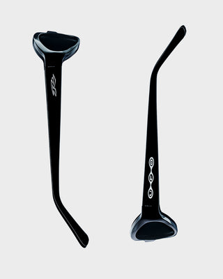 Man and woman wearing UFO Sunglasses in Shiny Black