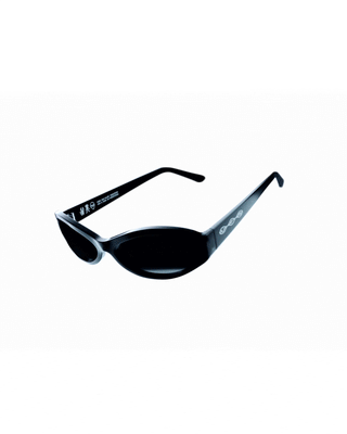 Man and woman wearing UFO Sunglasses in Shiny Black