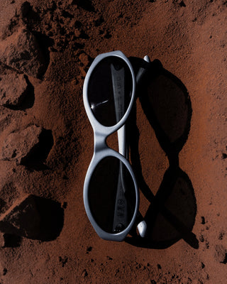 Man and woman wearing UFO Sunglasses in Matte Silver