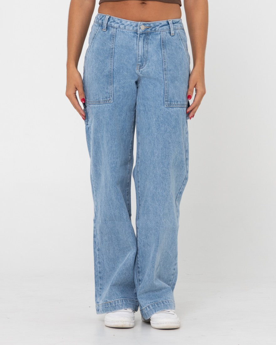 Billie Low Wide Denim Carpenter Pant - Blue Lagoon | Rusty Australia