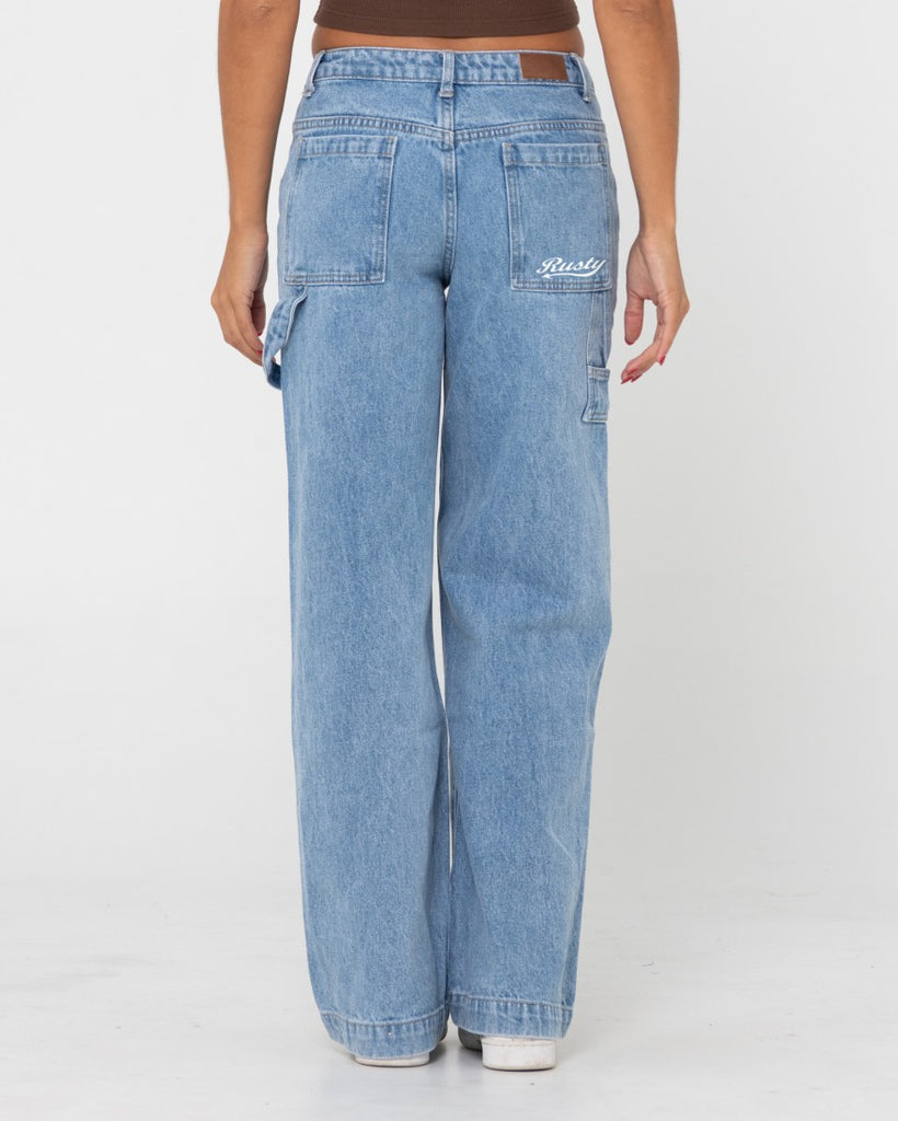 Billie Low Wide Denim Carpenter Pant - Blue Lagoon | Rusty Australia