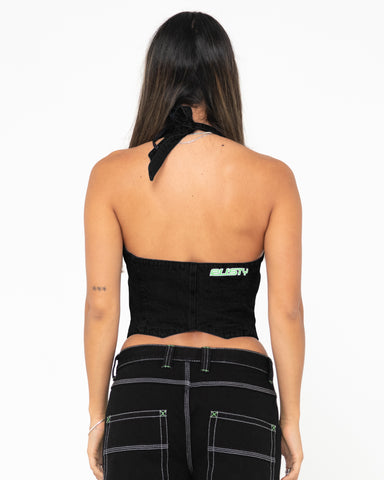 Woman wearing Flip Mommy Tapeless Halter Neck Vest in Black Out