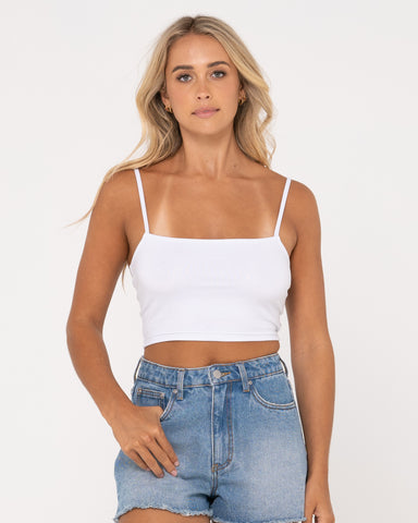 Woman wearing Blanks Slim Fit Cami in White