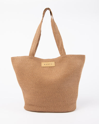 Womans Gisele Straw Beach Bag in Choc / Honey