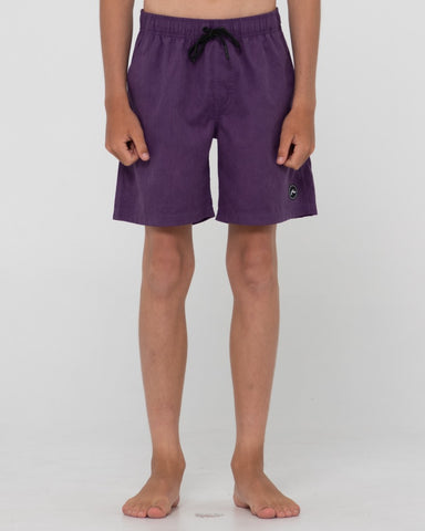 Boy wearing Dynamic Elastic Boardshort Boys in Purple Rain
