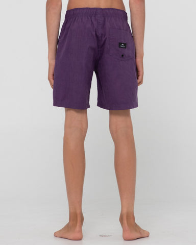 Boy wearing Dynamic Elastic Boardshort Boys in Purple Rain