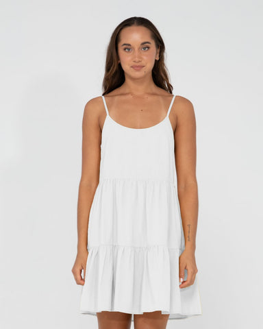 Woman wearing Heather Slip Dress in White