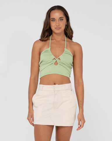 Woman wearing Vicky Halter Top in Fresh Mint