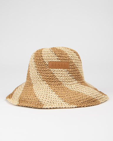 Womans Sundae Swirl Straw Hat in Natural / Caramel