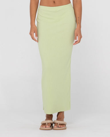 Woman wearing Scarlett Maxi Skirt in Fig Green