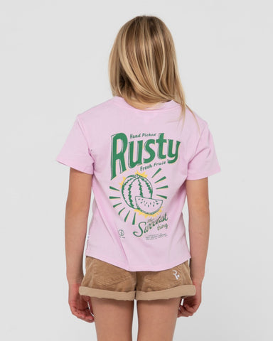 Girl wearing Sweetest Thing Relaxed Tee Girls in Pink Diamond