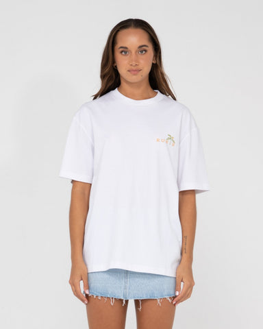 Woman wearing Rusty Everyday Oversize Tee in White