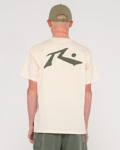 Man wearing Competition Short Sleeve Tee in Ecru/shadow Army