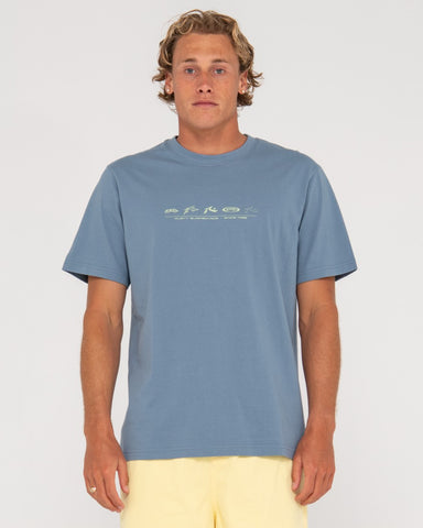 Man wearing Lot And Tabouli Short Sleeve Tee in China Blue