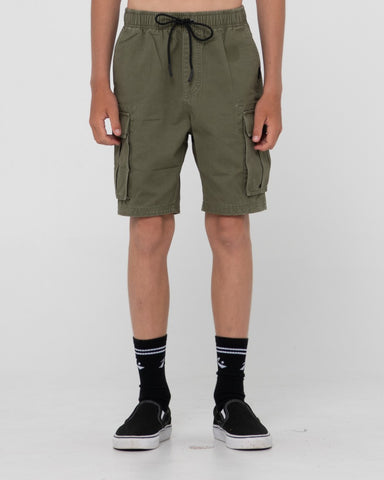 Boy wearing Camper Cargo Elastic Short Boys in Army Green