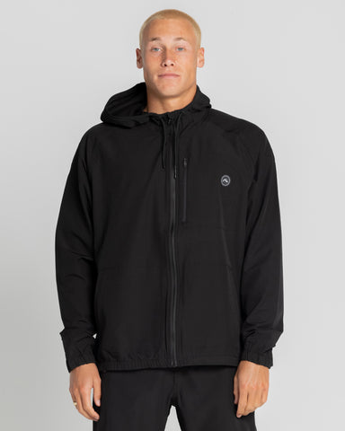 Man wearing Trainer Shell Jacket in Black Stealth