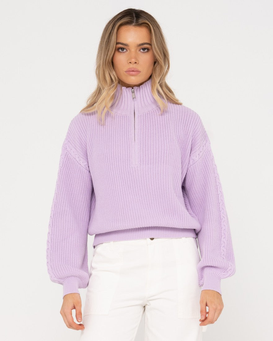 Iris Half Zip Knit - Lavender | Rusty Australia