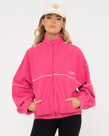 Woman wearing Polar Zip Through Fleece in Pink