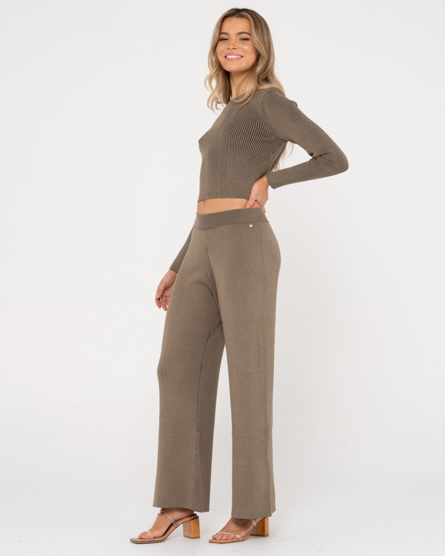Solace Wide Leg Lounge Pant - Olive Green
