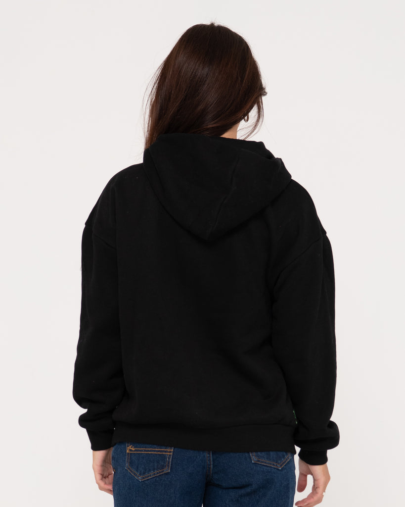 Norty Oversize Pocket Hooded Fleece - Black | Rusty Australia