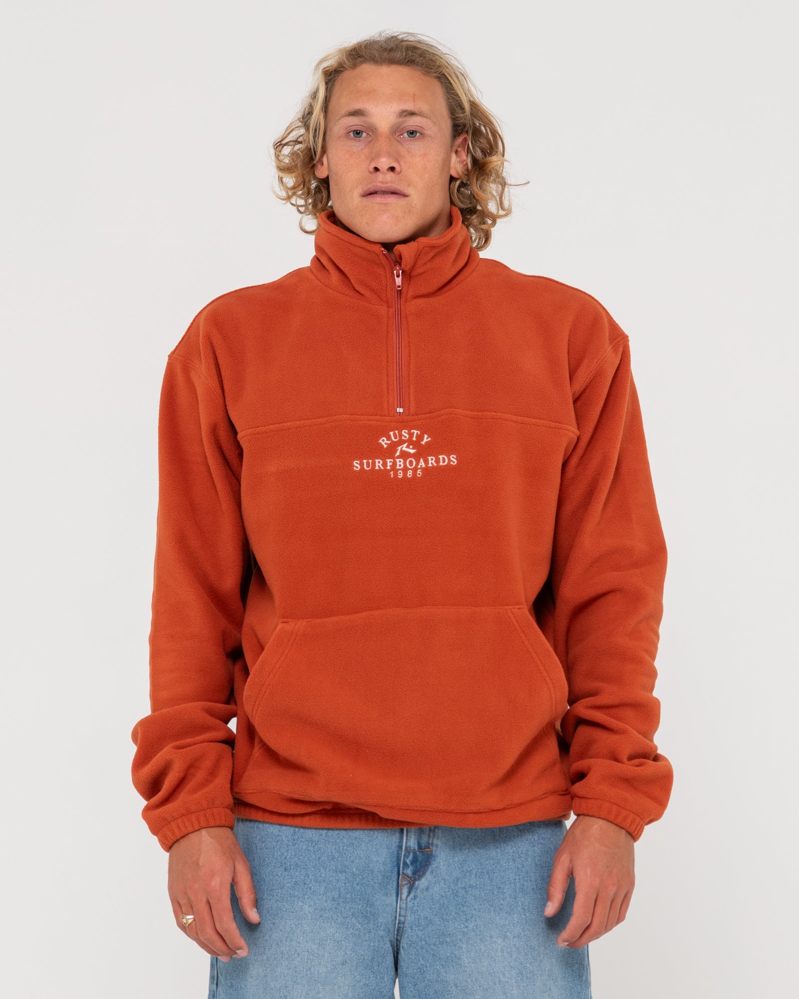Middle Section Relaxed Crew Polar Fleece Bombay Brown Whisper White Rusty Australia