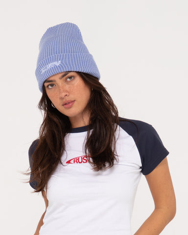 Womans Ciao Bella Reversible Beanie in Periwinkle Blue