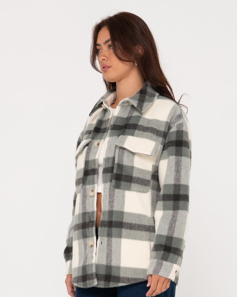 Wren Oversized Plaid Jacket - Faded Pistachio | Rusty Australia