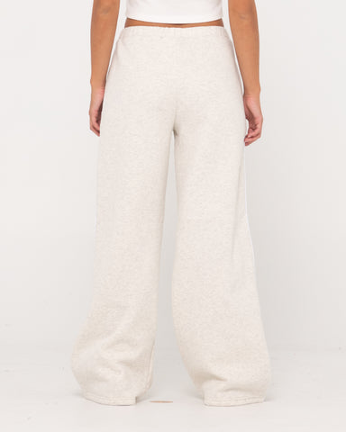Woman wearing Maxo Relaxo Low Rise Wide Leg Track Pant in White Marle 1