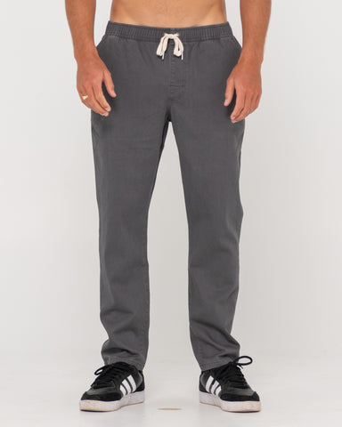 Man wearing Mid Boy Straight Fit Elastic Pant in Pavement