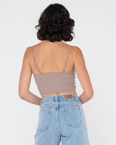 Woman wearing Blanks Slim Fit Cami in Taupe