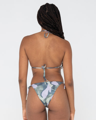 Woman wearing Santorini Midi Side Ties Bikini Pant in Jade