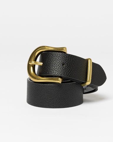 Womans Mary High Waisted Leather Belt in Black
