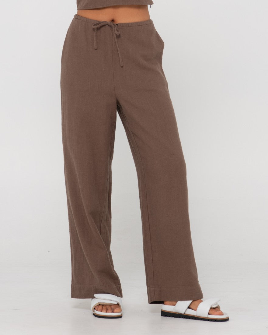 Ladies 25inch Tapered Leg Trousers Half Elastic Waist With Pockets