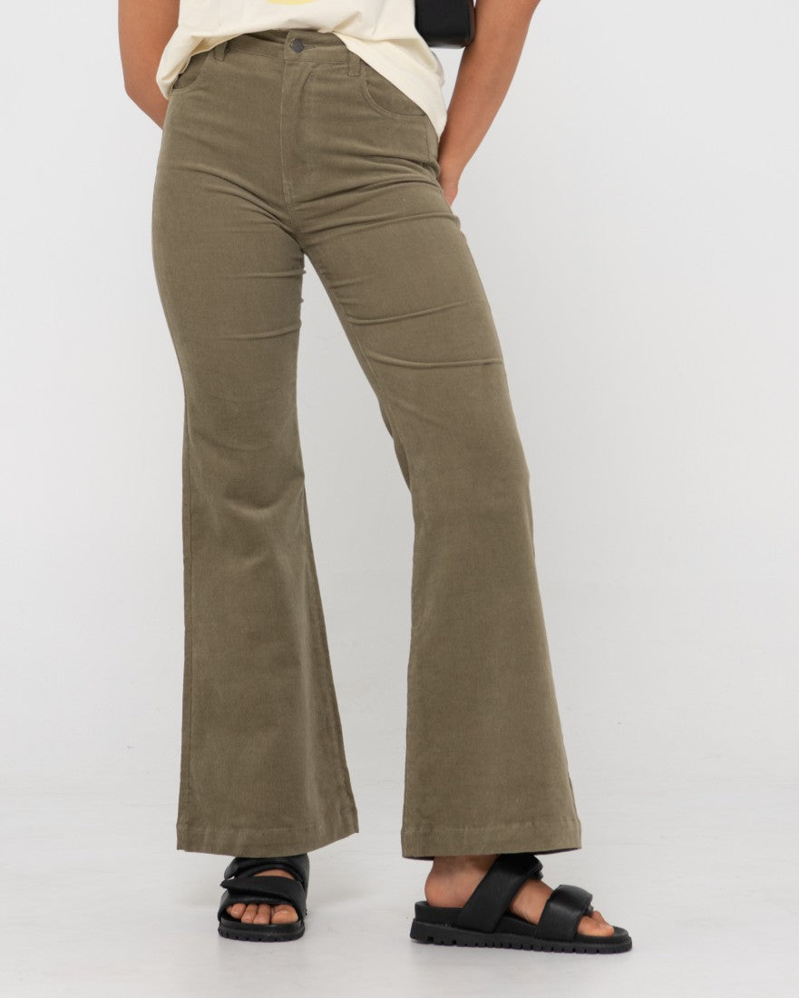 High-rise Flare Cord Pant - Faded Olive